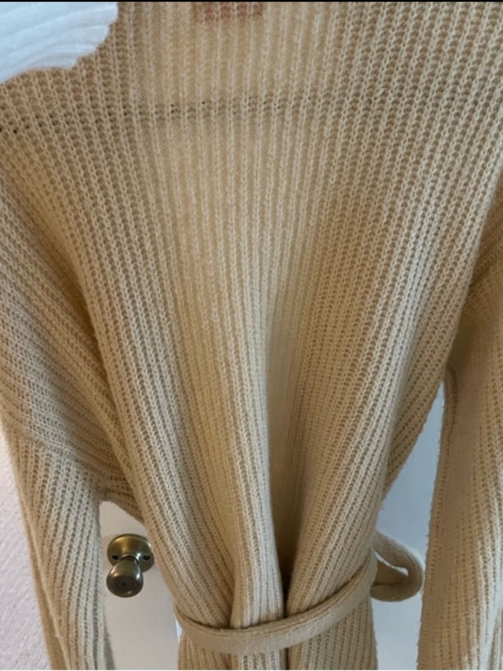Pink Lily Cream Knit Tie-Waist Cardigan Sweater - Picture 4 of 4